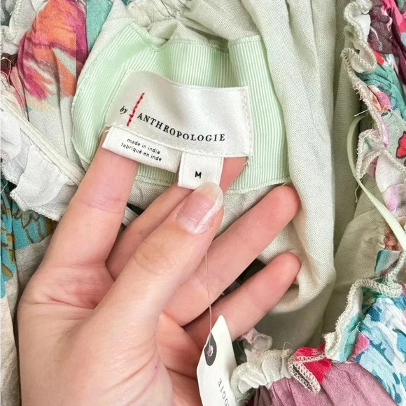 NWT Anthropologie Chiffon Floral Smock Cottagecore Midi Dress Size Medium - Picture 8 of 9